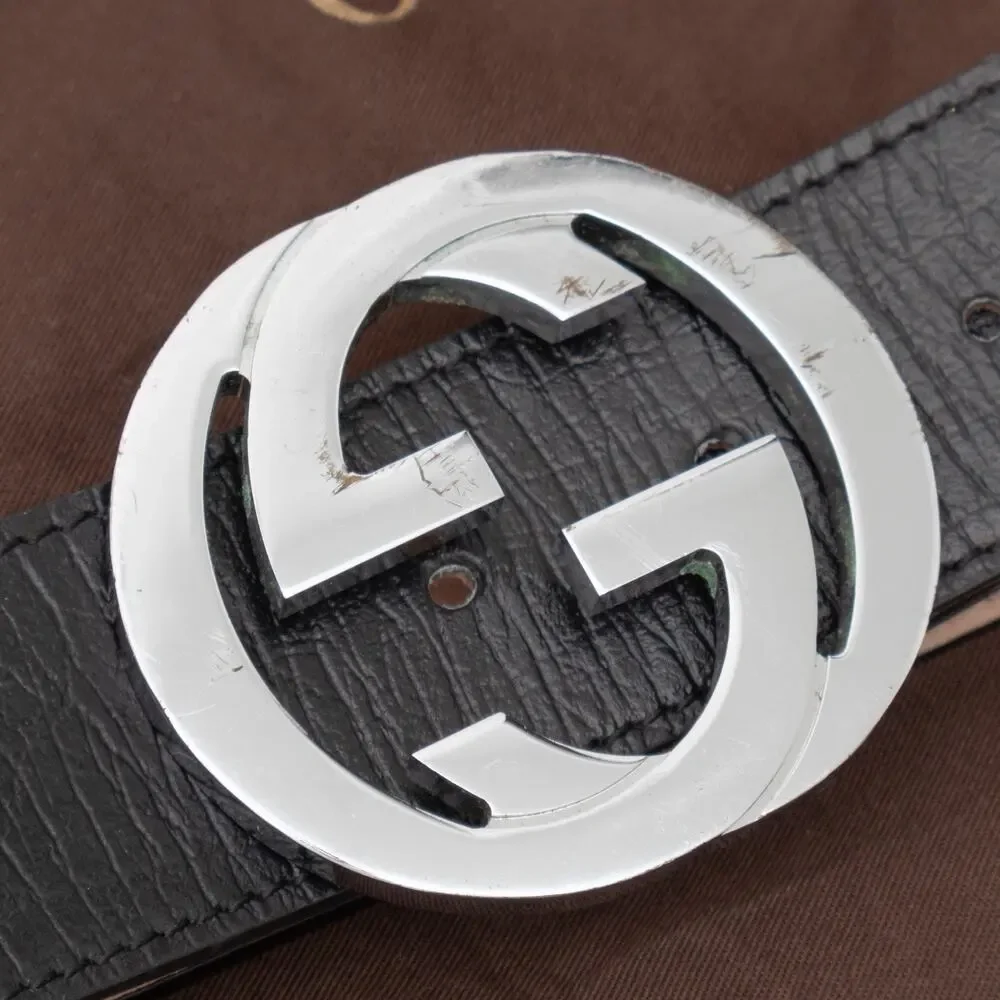 550$ Gucci 114984 Web Green Red Leather Interlocking G Buckle Belt 105/42